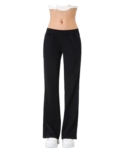 Women's Elastic Waisted Jeans High Waisted Wide Leg with Pockets, Soft Breathable Cotton Blend2