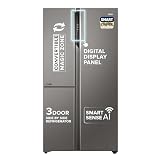 Haier SmartChoice 598L 3 Star 3-Door Side by Side Frost Free Refrigerator|Convertible|Smart Sense AI|Expert Inverter Compressor|Digital Display Panel (2025 Model, HRT-683ISU1, Inox Steel)