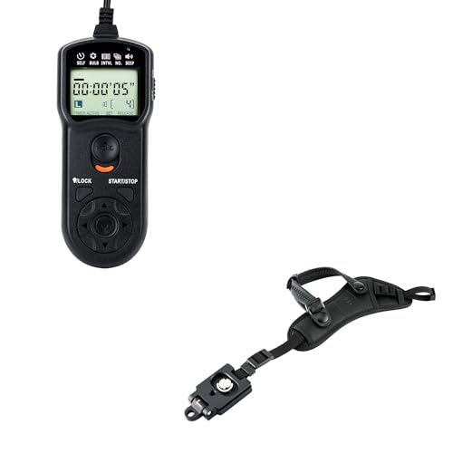 JJC Intervalometer Timer Remote & Deluxe Microfiber Hand Strap for Canon EOS Rebel T7 T6 T5 T3 T8i T7i T6i T6s T5i T4i SL3 SL2 90D 80D 70D 77D EOS R RP R6 Mark II R7 R8 R10 M6 Mark II Cameras