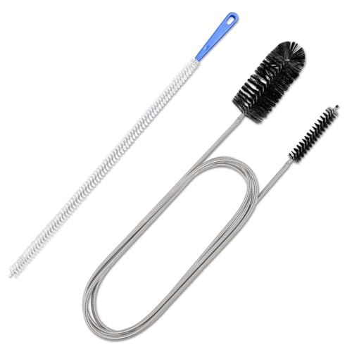 BraMccer Lot de 2 outils de débouchage de canalisations de douche, brosse de nettoyage de tuyau, brosse de débouchage d'évier pour salle de bain, douche, cuisine (blanc)