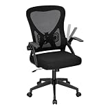 WOLTU Chaise de Bureau Ergonomique avec Soutien Lombaire et Dossier Inclinable en Tissu Maille, Chaise Pivotante à roulettes avec Siège Réglable et Accoudoirs Rabattables, pour Bureau, Studio, Noir