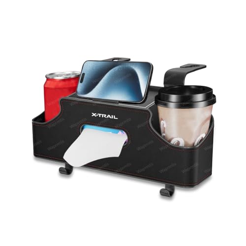 エクストレイル 車用シートバック 収納ボックス 多機能 大容量 後部座席用収納ポーチ エクストレイル T33系 T32系 車ドリンクホルダー 後部座席 車用収納ボックス ティッシュケース カーシートフック PUレザー製 防水防汚 耐摩耗 取り付け簡単 省ス