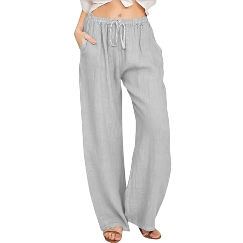 Pantalon en lin de coton pour femme vêtement de loisirs fluide à jambes larges été 2026
