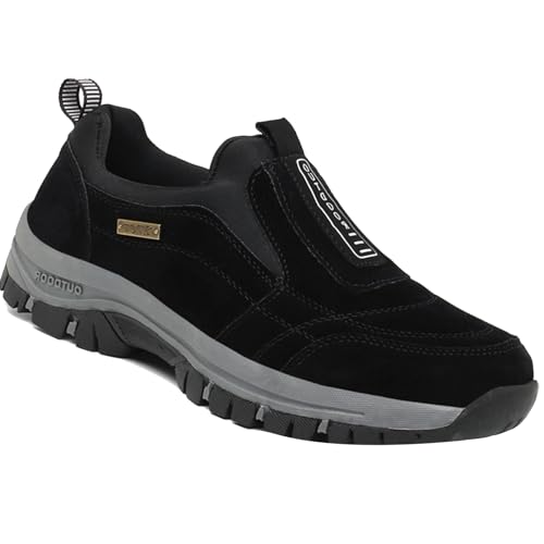 AZMAHT Mocasines sin Cordones para Hombre Zapatillas Trail Running Hombre Zapatillas Senderismo Trekking Zapatos Montaña Antideslizantes Transpirables,Negro,41/255mm