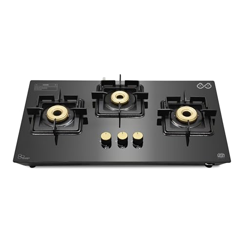 Image of Thermador 3 Burner Diamond Hobtop Gas Stove With Manual Ignition. Toughened Glass Top,Brass Burners,Stainless Steel Drip Tray,Anti-Skid Pan Support- LPG Compatible Kitchen Cooktop