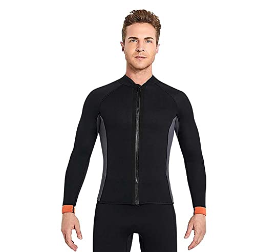 Wetsuit Top Hombre 3mm Neopreno Manga Larga con Cierre Frontal para Surf, Natación, Buceo, Fitness Acuático (Negro XXL) miniatura 3
