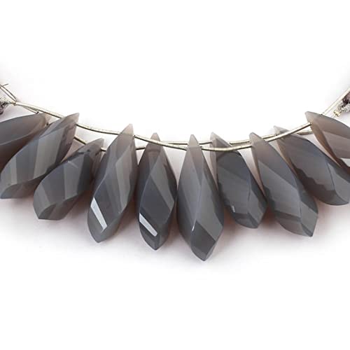 Calcédoine grise en larme torsadée SB3173 pour créer des bijoux bohèmes chics au quotidien