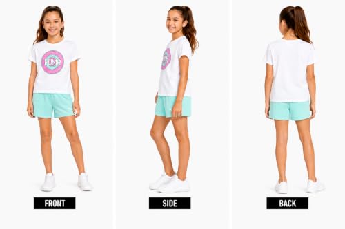 Image of PUMA Girls Athletic Shorts Set - 2 Piece Active Performance TShirt and Gym Bike Kids Shorts Girls Activewear Set (7-14)
