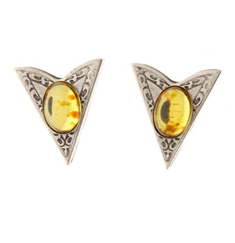 HHH Design Amber Stone Collar Tip - Silver Finish - Western Collar Tips - Dress Shirt Collar Stays - Collar Stays for Men & Women