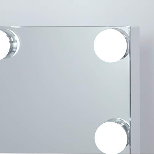 iCREAT Hollywood Make-upspiegel met verlichting, 18 gloeilampen, 3 lichtkleuren, dimbaar, wandtafelspiegel, professionele theaterspiegel voor make-up, 80 x 60 cm - Image 4