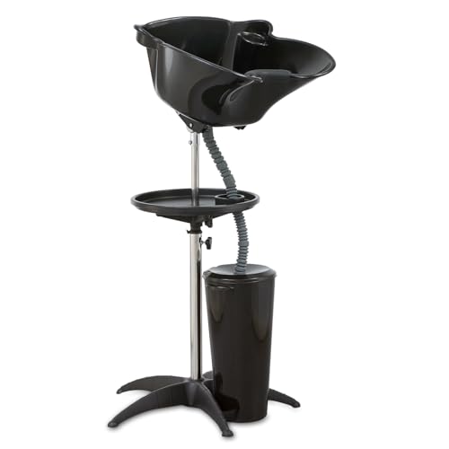 Portable Shampoo Bowl (Pack of 1) | Adjustable Basin Height,One-Bucket Design with Drain Hoses | Home & Barber Use | Black