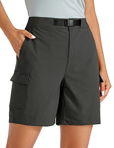 CRZ YOGA Shorts feminino de caminhada cargo para caminhada: Shorts elástico UPF 50+ à prova d'água
