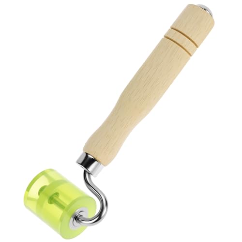 QWORK Auto Car Audio Sound Deadening Roller, PU Seam Roller for Heat Abatement Mat, Wallpaper & Mat Application, Wooden Handle, Riveted Steel Bracket, 1.6