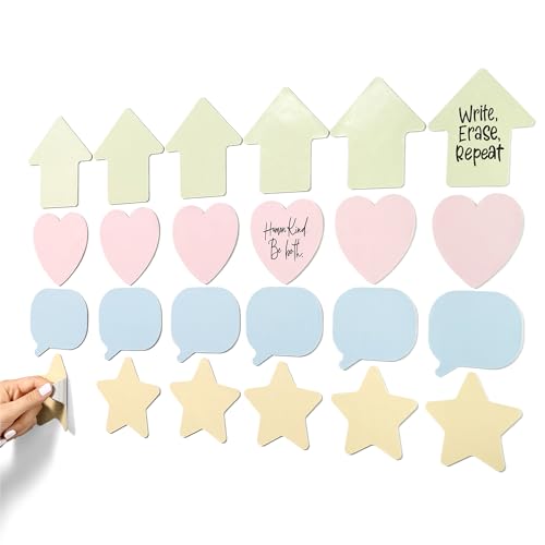 M.C. Squares Planning Board Stickies | Stars, Arrows, Bubbles | 18 Pack | Never Post Paper Notes Again, Its Eco-Friendly! Fun Erasable Shapes