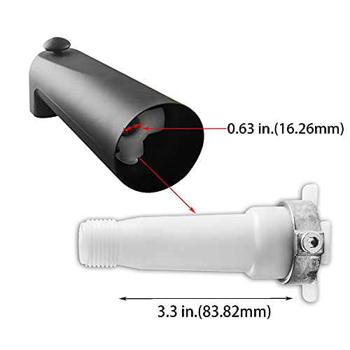 Sento Slip On Black Universal Bathroom Tub Spout With Diverter, Durable Heavy Duty Metal Bathtub Faucet With Shower Diverter - 7 Inches 1/2" Copper Pipe, Matte Black #TOP3