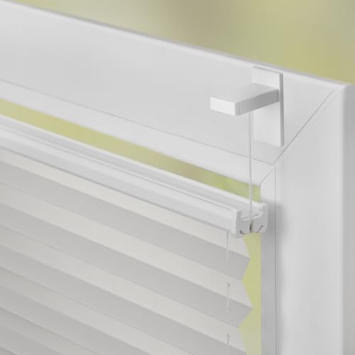 Lichtblick Plissee Klebfix, ohne Bohren, verspannt, Blickdicht - Weiß 30 cm x 210 cm (B x L), Weiß