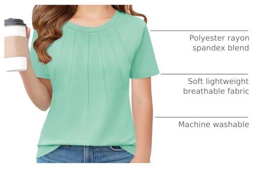 Image of Haloumoning Girls Pleated T Shirts Kids Summer Short Sleeve Fashion Tops Tees 5-14 Years