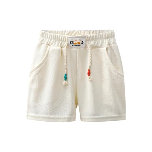 Kids Casual Shorts Toddler Boys Girls Comfy Fashion Athletic Short Pants Baby Summer Elastic Waist (White, 9-10 Years)