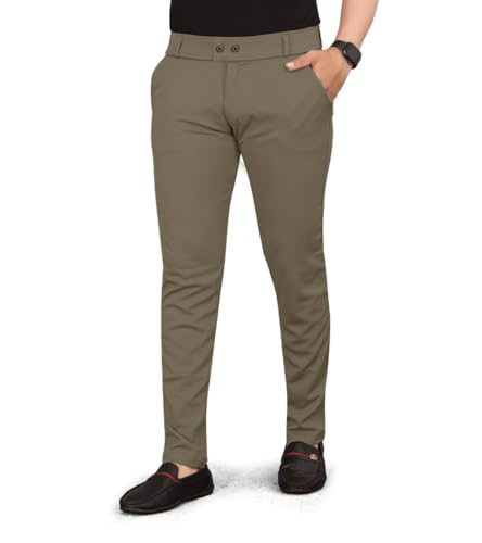 Image of HARSHAD KUMAR & CO. Men's Solid Flexible Slim Fit Stretchable Comfortable Formal Trousers Pants