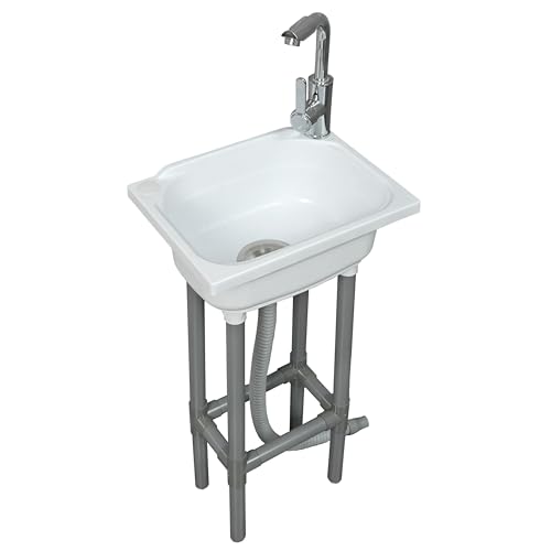 Freestanding Single Bowl Utility Sink, Kitchen Wall-Mounted Sink 15.1 x