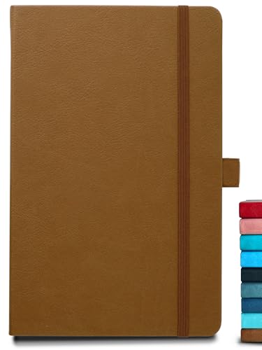Image of DOODLE A5 Executive Hard Bound PU leather Notebook Diary for Men Women | Corporate Diary with Elastic Band, Ribbon Bookmark & Pen Loop | 160 pages | 80 gsm | For Office and Personal use - Brown