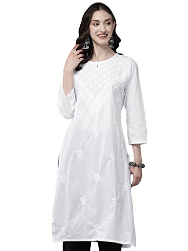 Image of Ada Hand Embroidered Lucknowi Chikankari Cotton Kurta for Women A411469