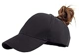Gomerbesen Aux Femmes Queue De Cheval Base-Ball Casquette Coton Ajustable Ponycaps Balle Chapeau Noir