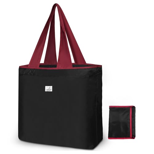 HONZUEN Bolsa de la Compra Grande 52x42 cm, Bolsa Plegable Reutilizable de Tela, Ligera y Resistente para Supermercado y Viaje, Negro