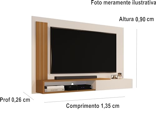 Painel TV até 55 Polegadas Matt com porta Off white/Nature - JM Casa dos Moveis