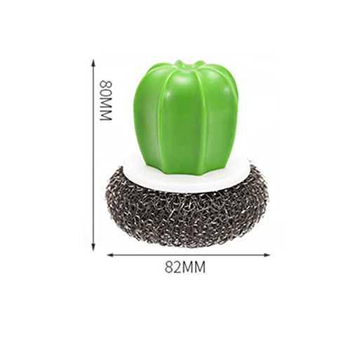 Image of Cactus Shaped Brush with Handle Remover Detachable Dish Bowl Ball Dish Pot Sink Washing Tool Kitchen Scrubber for Kitchen Black