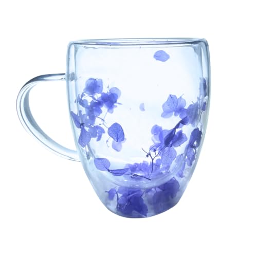 Caneca de Vidro Borossilicato Floral 350ml (Roxo)