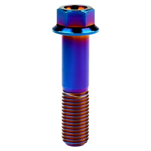 Image of Titanium Bolt M12 30 35 40 45 50 55 60 65 70 75 80 85 90mm Hex Small Flange Head for Motorcycle Car Modification Pack of 4 (M12x50mm Pitch 1.5, Burnt Blue)