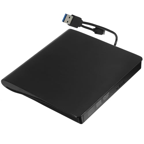 IMIKEYA Unidad Óptica Externa USB 30 y Type-C Grabadora y Reproductor DVD/CD Negro Compatible PC Portátil y Sobremesa Alta Velocidad Transmisión sin Instalación para Multimedia y