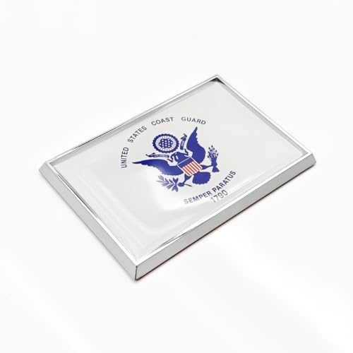 Image of US Coast Guard Flag Sticker Emblem Army Military Decal Car Chrome Flags, 2 Pack, 3 x 2 inches