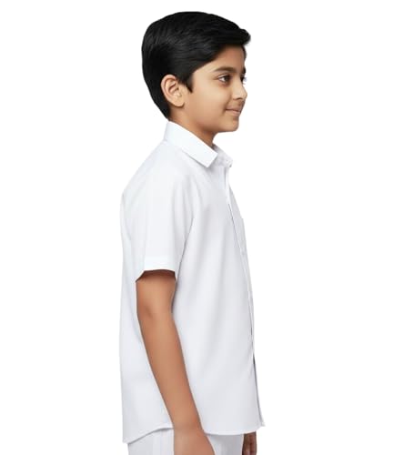 Image of White Shirt Half Sleeve 100% Cotton | Unisex | School Uniform | Numeric Size |(20,22,24,26,28,30,32,34,36,38,40,42)