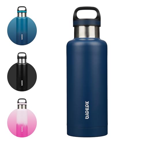 Image of BJPKPK Insulated Water Bottle 32OZ Stainless Steel Water Bottle with Handle Double Walls Vacuum Insulated BPA Free Flask, Drak Blue