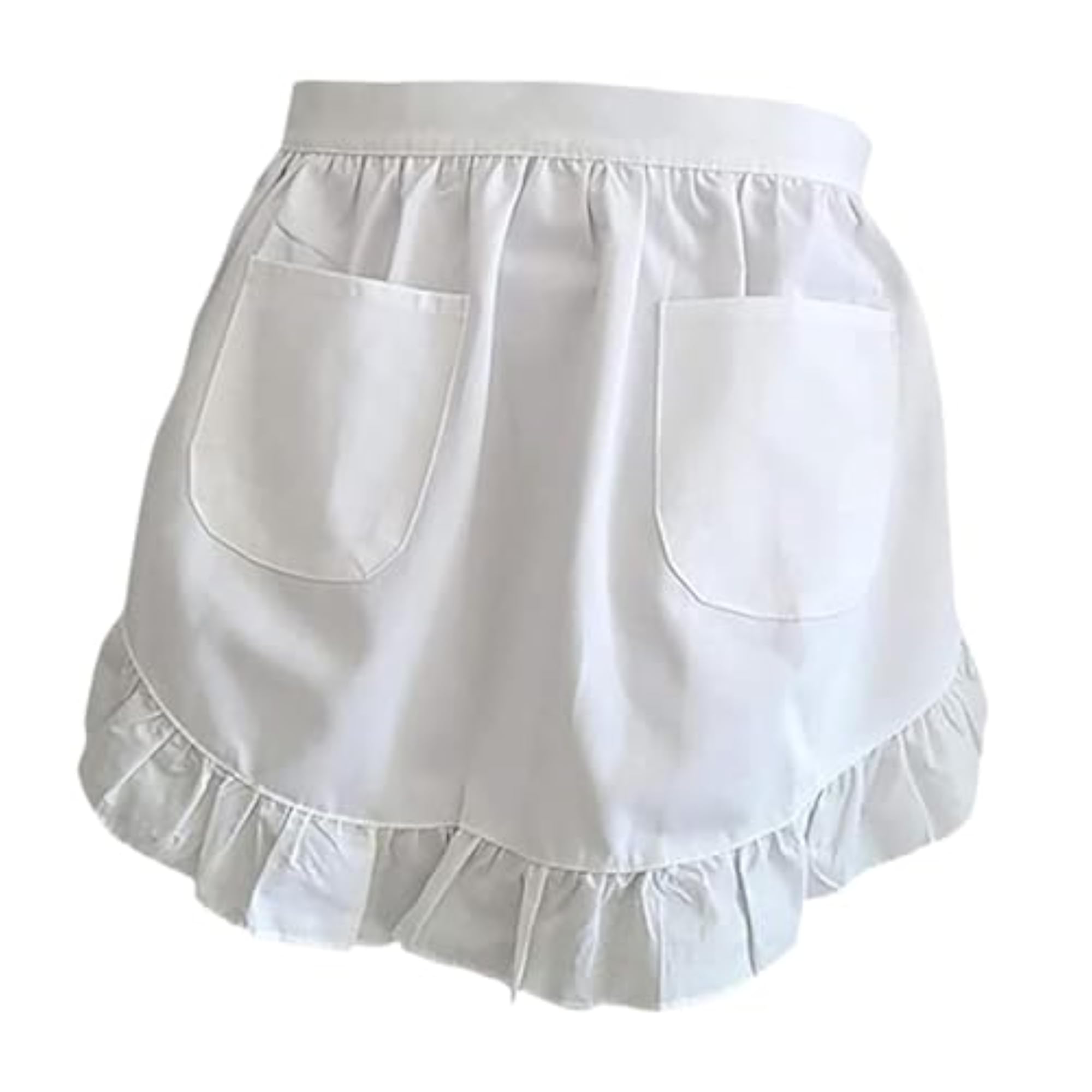 Elegant White Half Apron for Adults, Short Cooking Apron