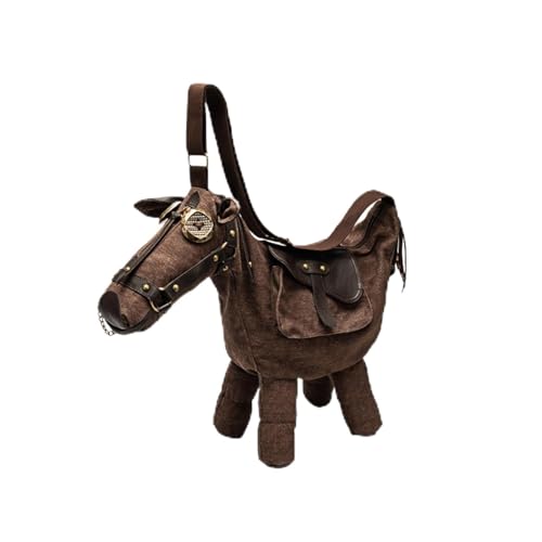 Bolso transversal con forma de caballo, estilo vaquero occidental, con correa ajustable, marrón y retro estilo rancho miniatura 1