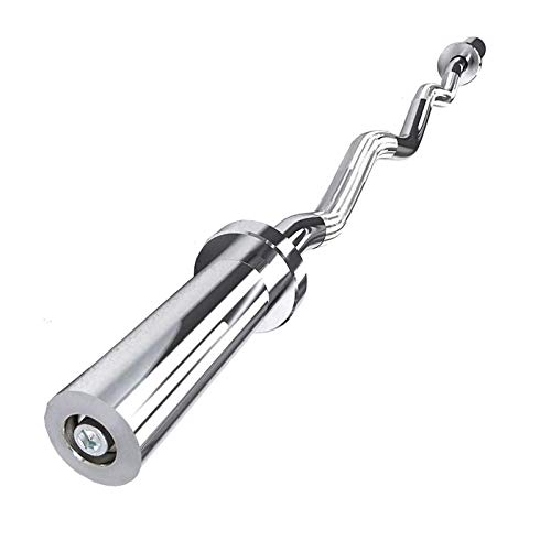 JF Hybrid Barra de Pesas Barra olímpica Barras para Pesas Bloqueo De Resorte De Barra Curvada, Cromado Y Moleteado, 1,2 M (5 Mm De Diámetro)