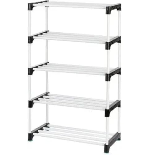 Image of NILUX Adjustable Multipurpose Plastic Bookshelf and Storage Rack for Home, Office, Library, and Study Room Organization (White, Medium, 5)