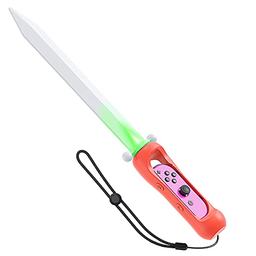 Taixianing LED Game Sword Grip for The Legend of Zelda: Skyward Sword HD, Adventure Games Accessories for Nintendo Switch Rihght Joy-Con,Adjustable Elastic Wrist Strap (1 Pack Orange)