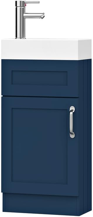 BELOFAY Vanity Unit with Basin, 400mm Floor Standing Bathroom Sink Storage Cabinet - Laquered Cloakroom Vanity with 1 Tap Hole Ceramic Basin and Soft Close Hinges WASTE INCLUDED — image 1
