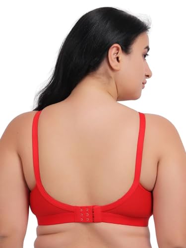 Image of Fabme Women's Cotton Seamless Non-Padded Non-Wired Bra, Cross Belt, Heavy Support, Double Layer Cups, Broad Elastic Bra