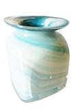 Decorativo Florero de cristal de jarrón de coloures de jarrón de oval de colour turquesa Altura de cristal soplado a mano de mármol de colour blanco de 14 cm