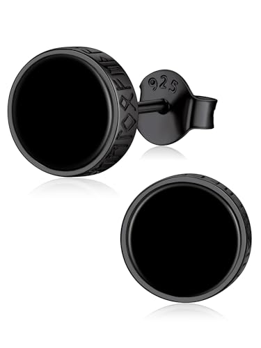 ChicSilver Mens Stud Earrings Black Onyx...