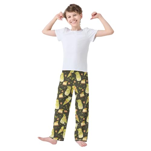 ZZKKO Matcha Green Tea Dessert Boys Pants for Kids Jogger Pants with Pockets S-XL2