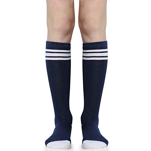 Image of 3 Pairs of juDanzy Knee High Boys or Girls Stripe Tube Socks for Soccer, Basketball, Uniform and Everyday Wear