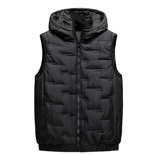 Ymosrh Softshell Vest Men - Quilted Puffer Water Resistant Sleeveless Jacket Winter Outdoor Warm Outerwear Mens Zip Up Vest Jacket Mountain Man Clothing Chaqueta Con (L - Black)