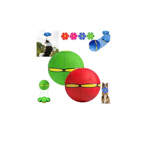 Transforming Saucer-Ball Toy Doggy Discs Magic Ball The Doggys Disc Balls for Large Dog Magic Bouncing Dogs Balls Lettuce Pets Doggy Disc Toy for Large Medium Small Dogs(F Six Lights)