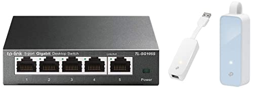 Image of TP-Link TL-SG105S 5-Port Desktop Gigabit Ethernet Switch /Hub & TP-Link UE200 USB 2.0 to 100 Mbps Ethernet Network Adapter & TP-Link UE300 USB 3.0 to RJ45 Gigabit Ethernet Network Adapter